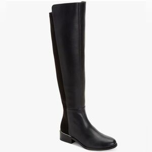 Alfani Ludlowe Over-The-Knee Boots - Black Leather & Suede - Stretch Calf